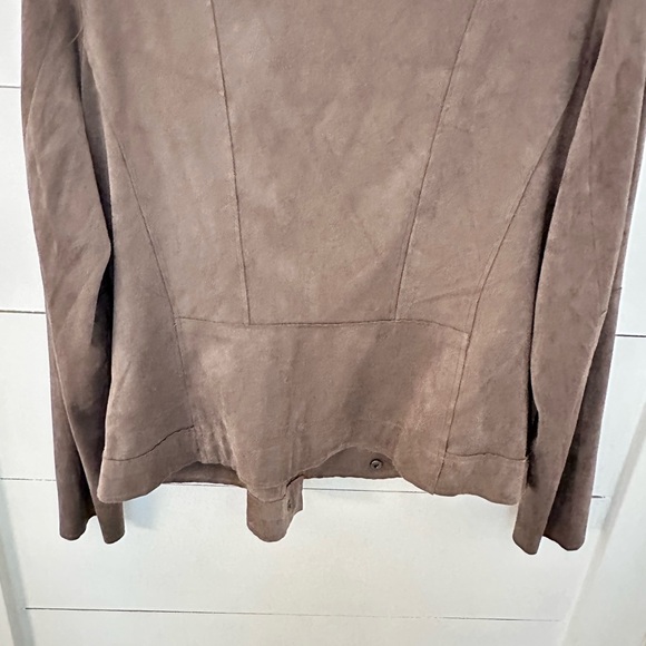 KUT FROM THE KLOTH M Moto mocha faux suede drape jacket shabby chic boho - Picture 11 of 14